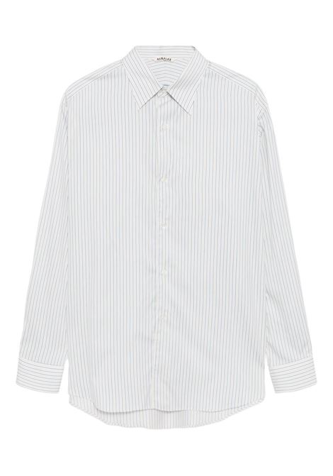 cotton silk stripe man white AURALEE | A25AS01CSWHITE STRIPE